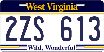WV license plate 2ZS613