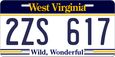 WV license plate 2ZS617