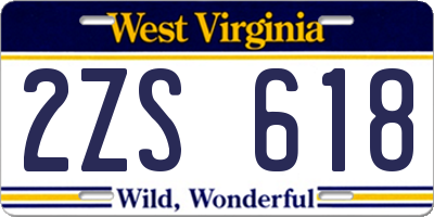 WV license plate 2ZS618
