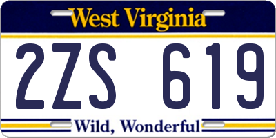 WV license plate 2ZS619
