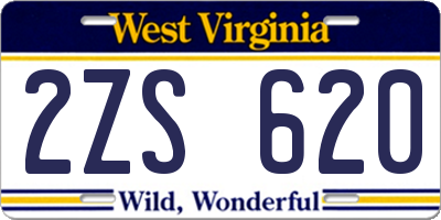 WV license plate 2ZS620