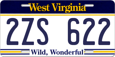 WV license plate 2ZS622