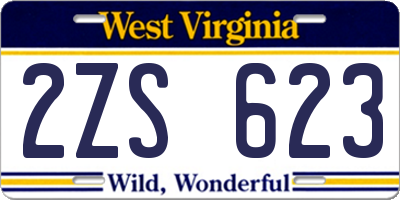 WV license plate 2ZS623