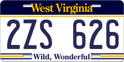 WV license plate 2ZS626