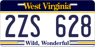 WV license plate 2ZS628