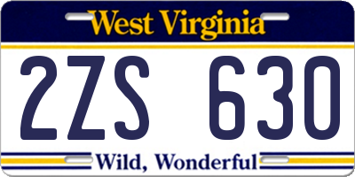 WV license plate 2ZS630