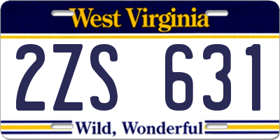 WV license plate 2ZS631