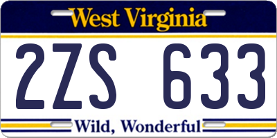 WV license plate 2ZS633