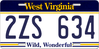WV license plate 2ZS634