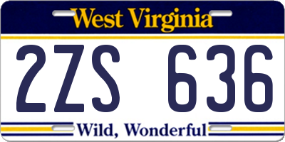 WV license plate 2ZS636