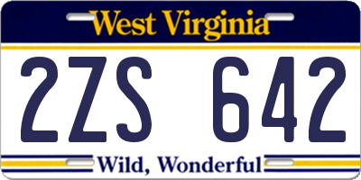 WV license plate 2ZS642