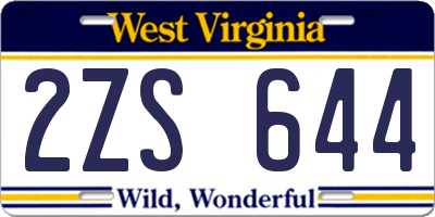 WV license plate 2ZS644