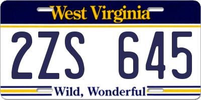 WV license plate 2ZS645