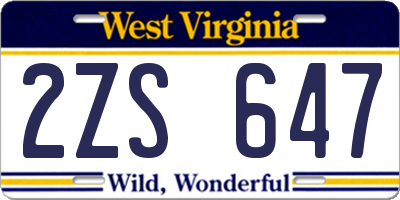 WV license plate 2ZS647
