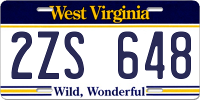 WV license plate 2ZS648