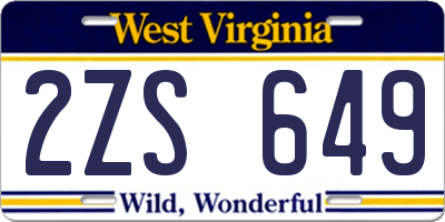 WV license plate 2ZS649