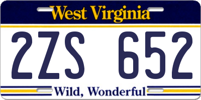WV license plate 2ZS652