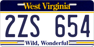 WV license plate 2ZS654