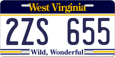 WV license plate 2ZS655