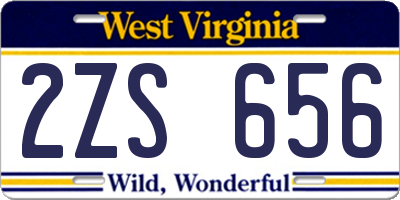 WV license plate 2ZS656