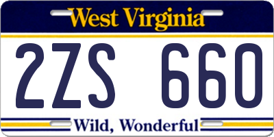 WV license plate 2ZS660