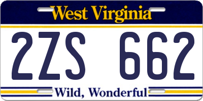 WV license plate 2ZS662