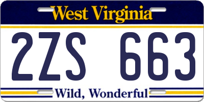 WV license plate 2ZS663