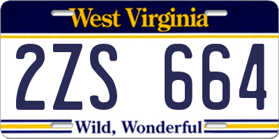 WV license plate 2ZS664