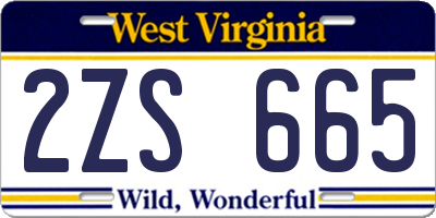 WV license plate 2ZS665