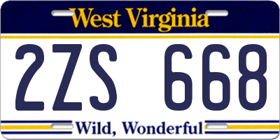 WV license plate 2ZS668