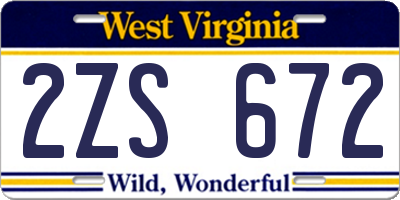 WV license plate 2ZS672