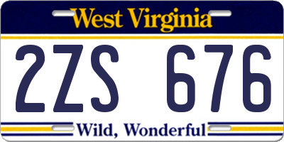 WV license plate 2ZS676