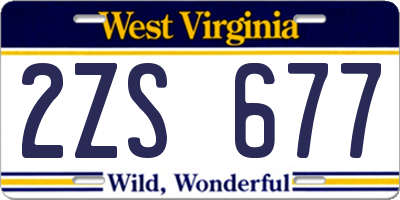 WV license plate 2ZS677