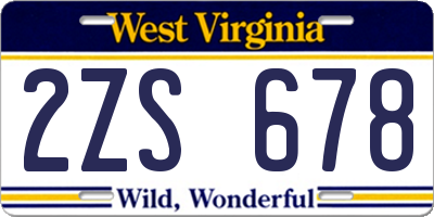 WV license plate 2ZS678