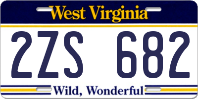 WV license plate 2ZS682