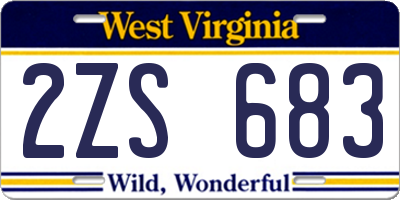 WV license plate 2ZS683