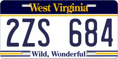 WV license plate 2ZS684