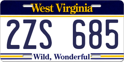 WV license plate 2ZS685