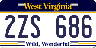 WV license plate 2ZS686
