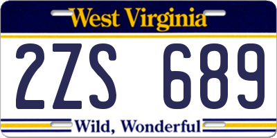 WV license plate 2ZS689