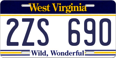 WV license plate 2ZS690