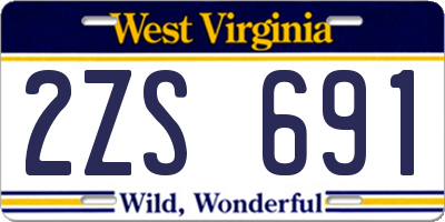 WV license plate 2ZS691