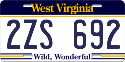 WV license plate 2ZS692