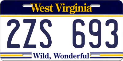 WV license plate 2ZS693