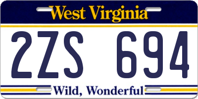 WV license plate 2ZS694