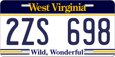 WV license plate 2ZS698