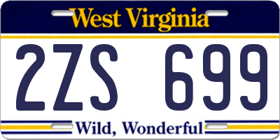 WV license plate 2ZS699