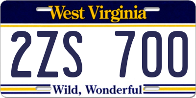 WV license plate 2ZS700