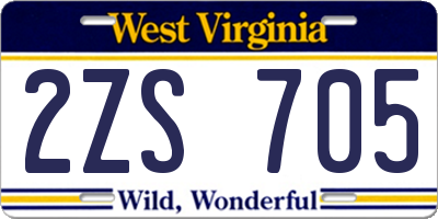 WV license plate 2ZS705