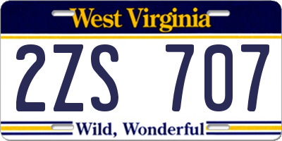 WV license plate 2ZS707